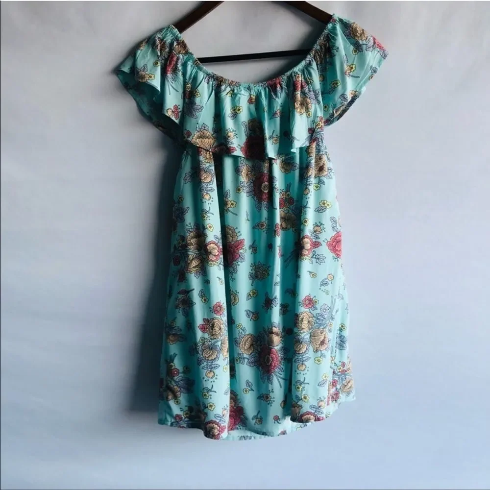 Gap Floral Aqua Blue Dress